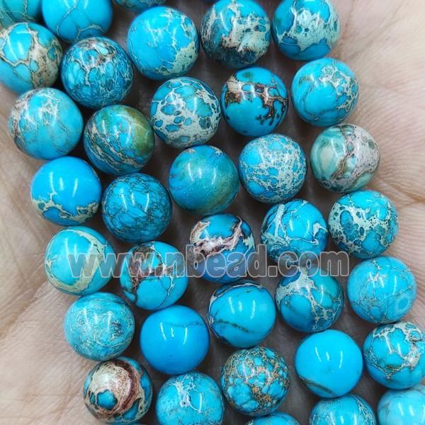 Round Blue Imperial Jasper Beads