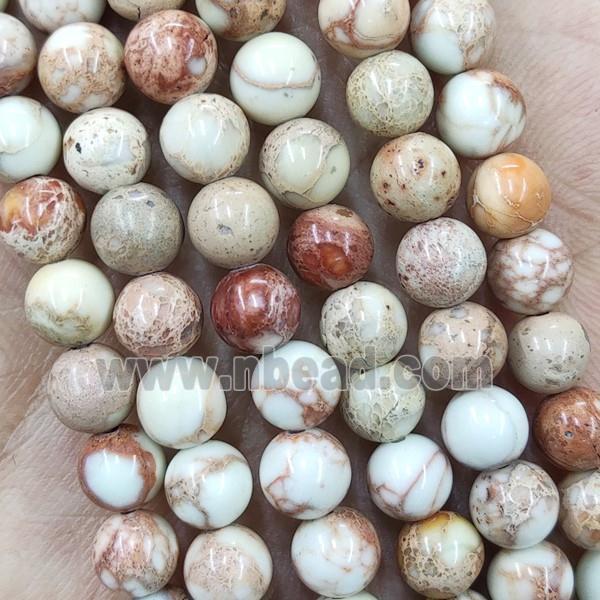 Natural Color Imperial Jasper Beads Round White Smooth