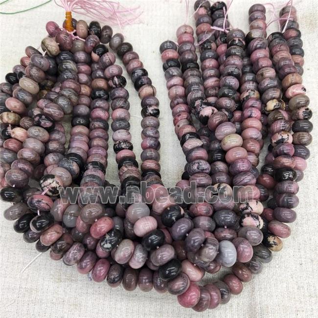 Pink Rhodonite Rondelle Beads