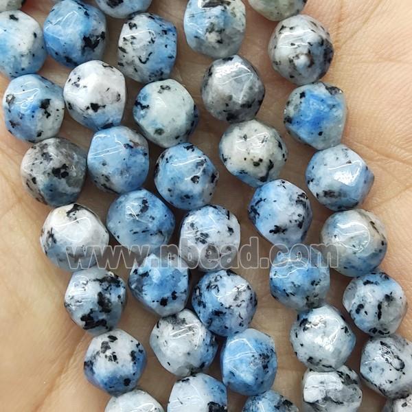 Kiwi Jasper Beads Blue Dye Cut Round