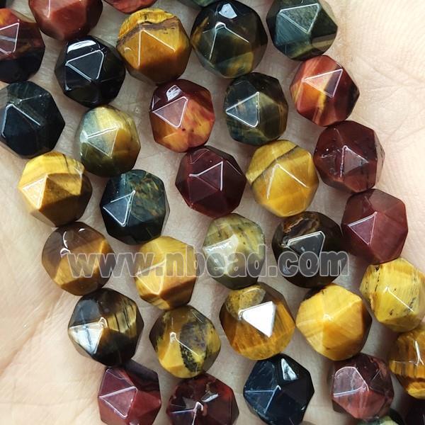 Multicolor Tiger Eye Stone Beads Cut Round