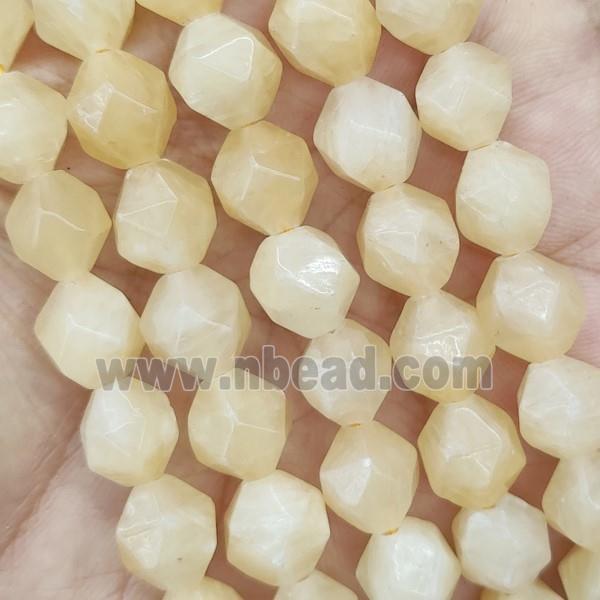 Yellow Honey Jade Beads Cut Round