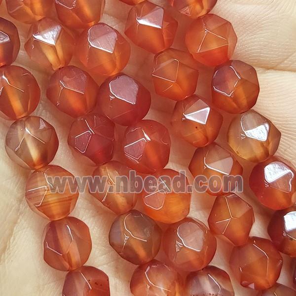 Red Carnelian Agate Beads Cut Round