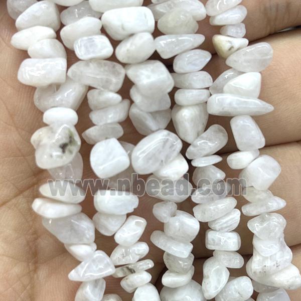 White Moonstone Chip Beads