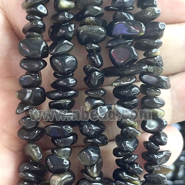 Gold Obsidian Chip Beads Freeform
