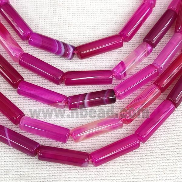 Hotpink Agate Tube Beads Dye