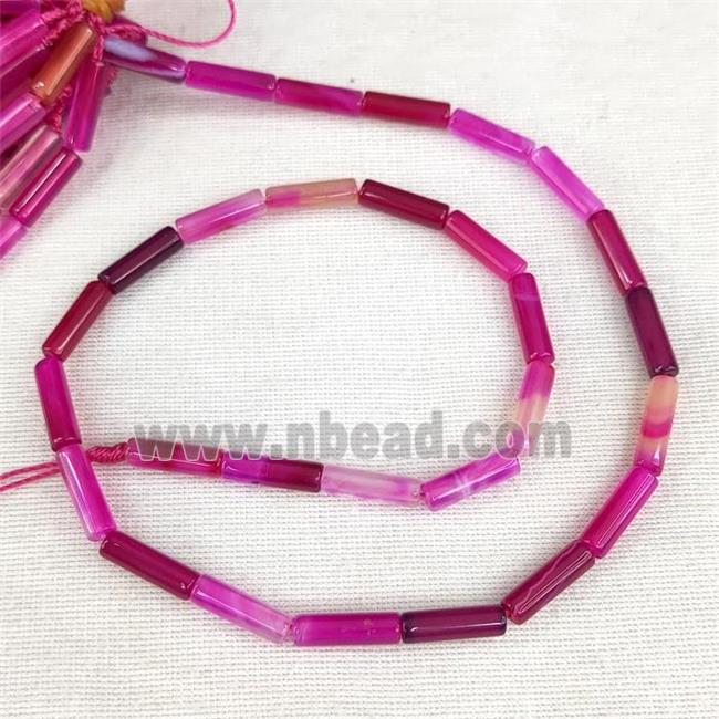 Hotpink Agate Tube Beads Dye