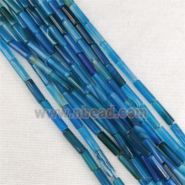 Blue Agate Tube Beads Dye