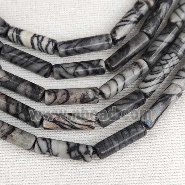 Black Silk Jasper Tube Beads