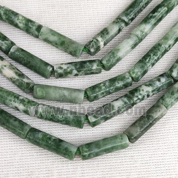 Green Dalmatian Jasper Tube Beads