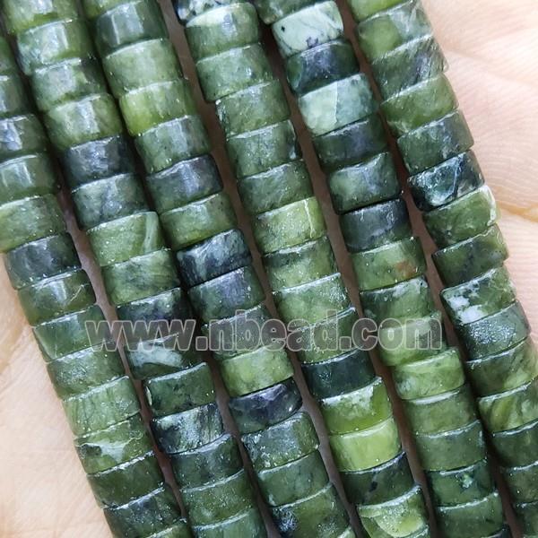 Chinese Nephrite Jade Heishi Beads Green