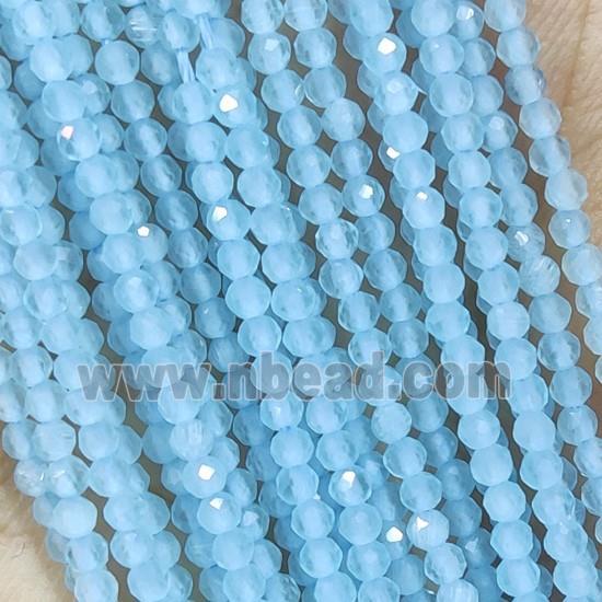 Blue Cat Eye Glass Beads Faceted Round