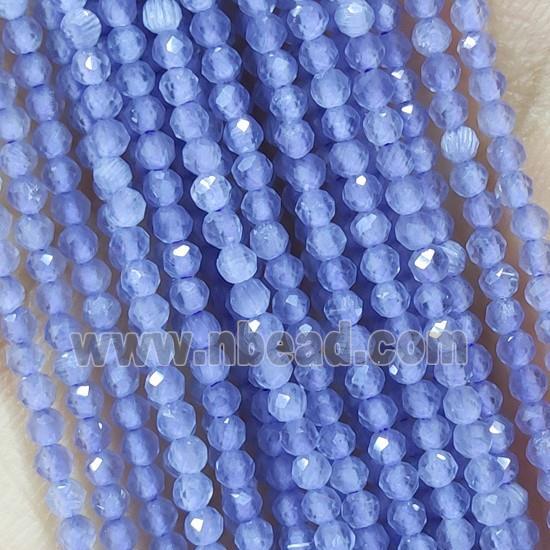 Lavender Cat Eye Glass Beads Faceted Round