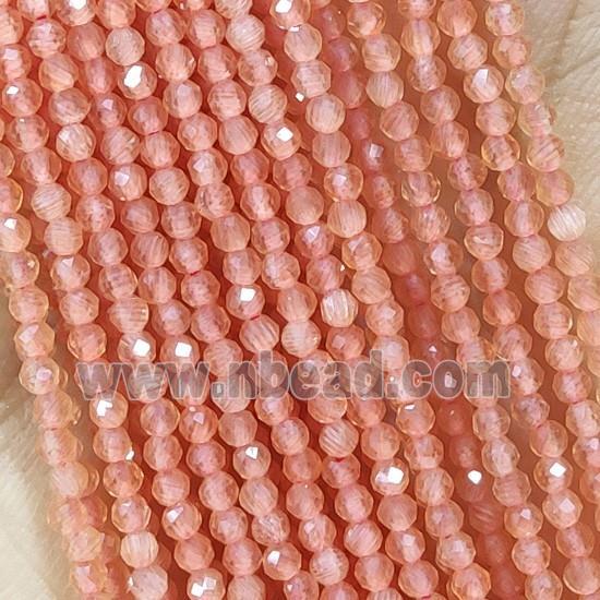 Orange Cat Eye Glass Beads Faceted Round
