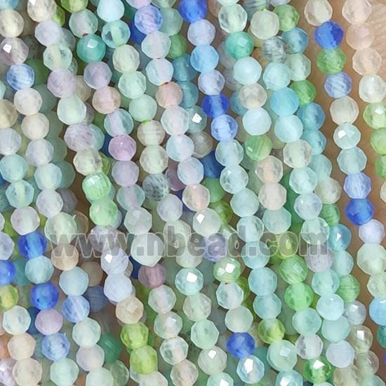 Cat Eye Glass Beads Faceted Round Mix Color