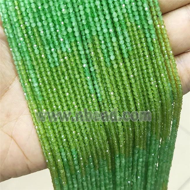 Green Cat Eye Glass Beads Faceted Round