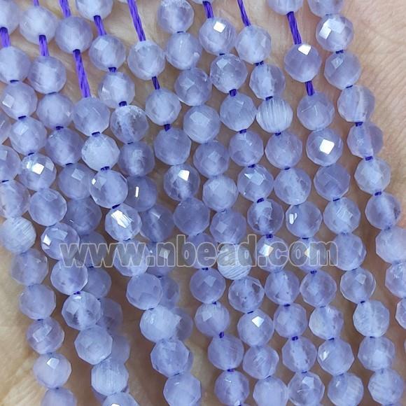 Lt.Purple Cat Eye Glass Beads Faceted Round