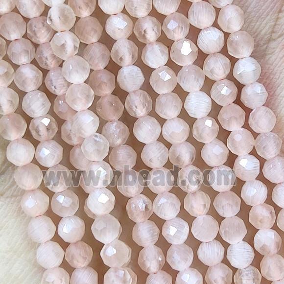 Peach Cat Eye Glass Beads Faceted Round