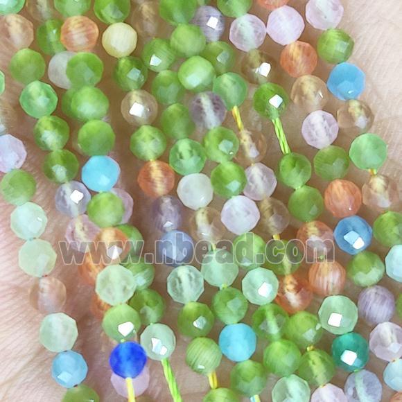 Mix Color Cat Eye Glass Beads Faceted Round