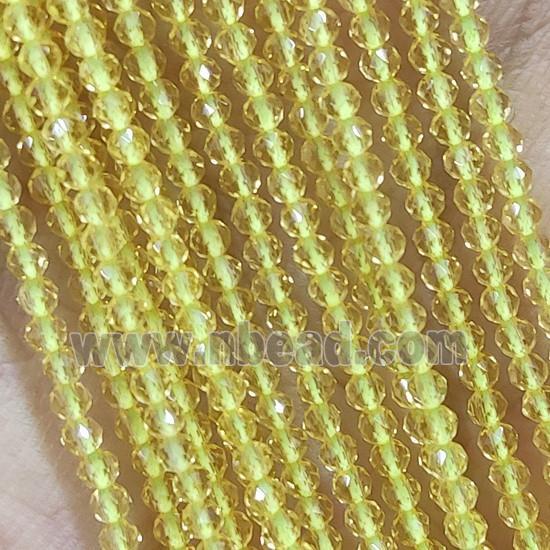 Lt.yellow Crystal Glass Beads Faceted Round
