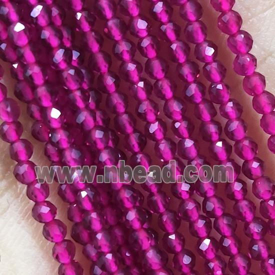 Fuchsia Crystal Glass Beads Faceted Round