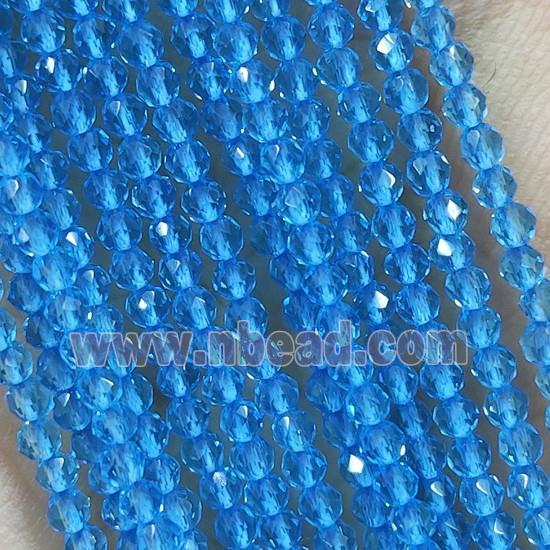 Skyblue Crystal Glass Beads Faceted Round
