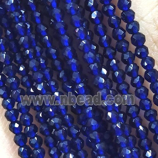 Deepblue Crystal Glass Beads Faceted Round