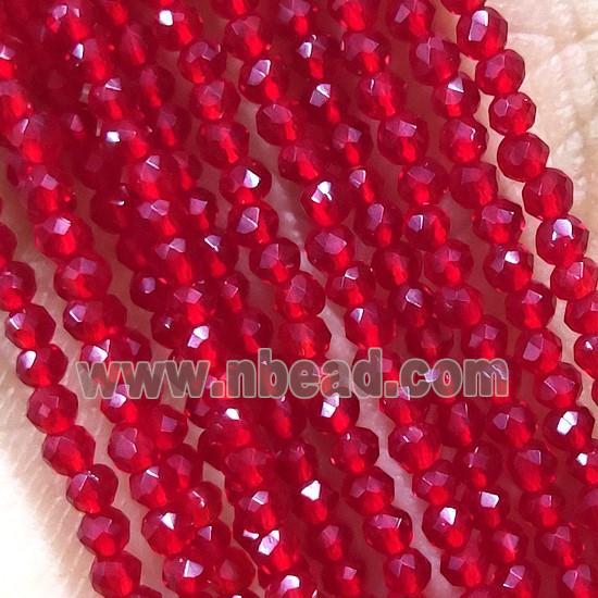 Red Crystal Glass Beads Pony Faceted Round