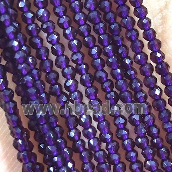 Purple Crystal Glass Beads Faceted Round