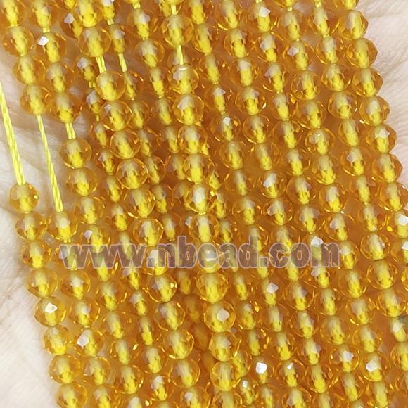 Yellow Crystal Glass Beads Faceted Round