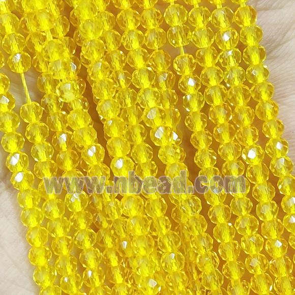 Yellow Crystal Glass Beads Faceted Round