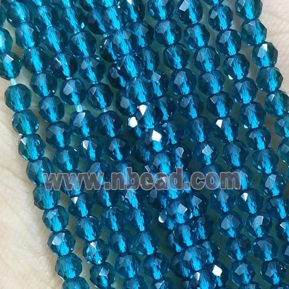 PeacockBlue Crystal Glass Beads Faceted Round