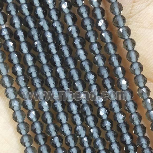 Gray Crystal Glass Beads Faceted Round