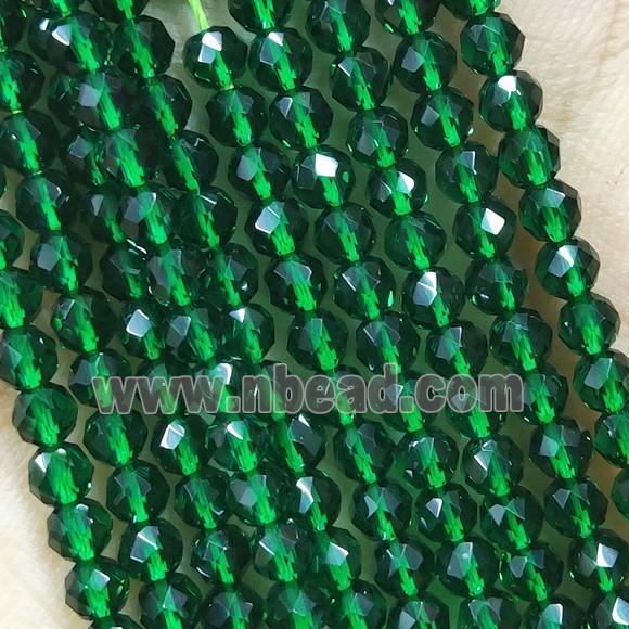 DeepGreen Crystal Glass Beads Faceted Round