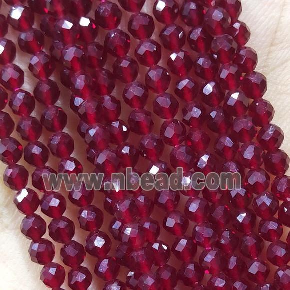 DeepRed Crystal Glass Beads Faceted Round