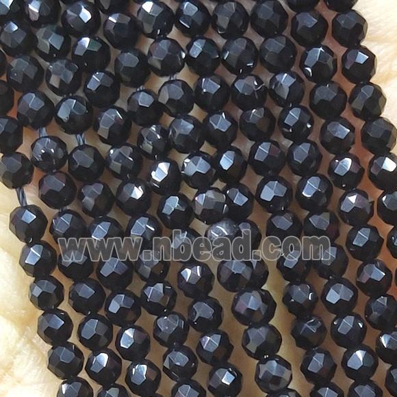 Black Crystal Glass Beads Faceted Round