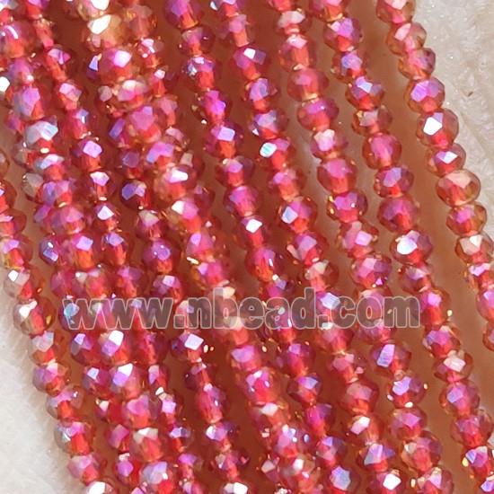 Red Crystal Glass Beads Faceted Rondelle Electroplated