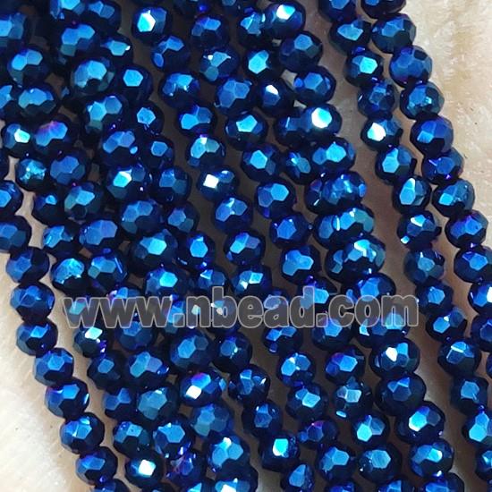 Blue Crystal Glass Beads Faceted Rondelle Electroplated