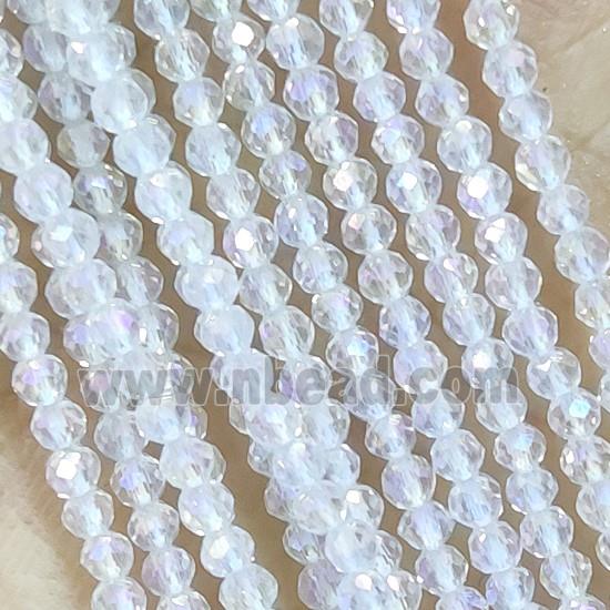 Clear Crystal Glass Beads Faceted Round Pony AB-Color Electroplated