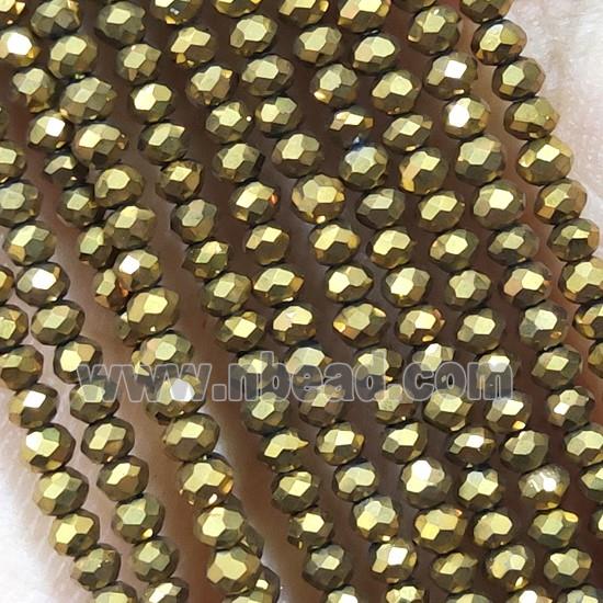 Gold Crystal Glass Beads Faceted Rondelle Electroplated