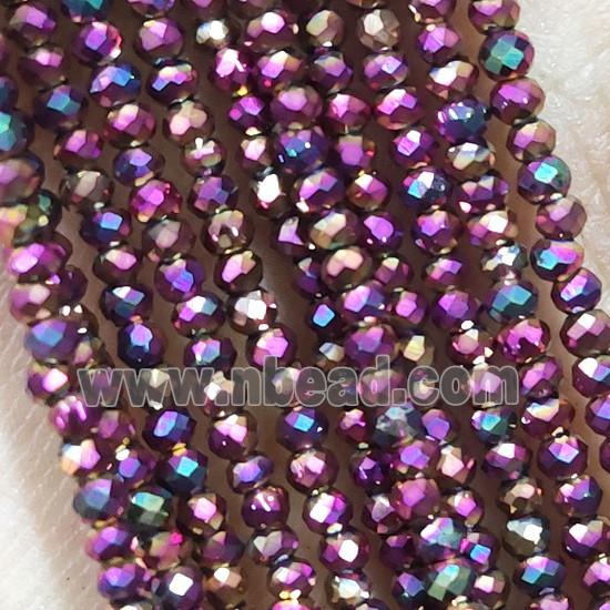 Fuchsia Crystal Glass Beads Faceted Rondelle Electroplated