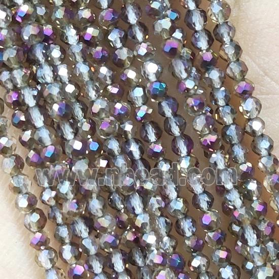 Purple Crystal Glass Beads Faceted Rondelle Electroplated
