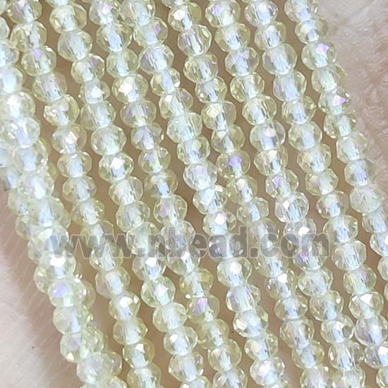 Lt.yellow Crystal Glass Beads Faceted Rondelle Electroplated