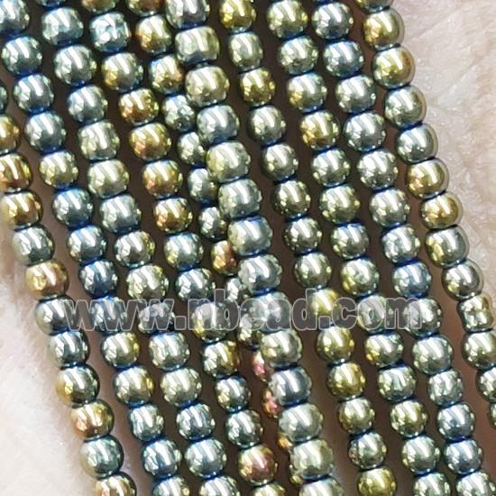 GreenGold Crystal Glass Beads Round Electroplated