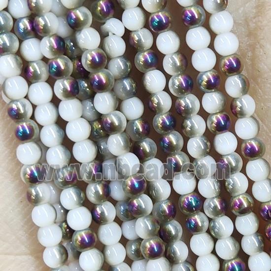 HalfPurple Crystal Glass Beads Round Electroplated