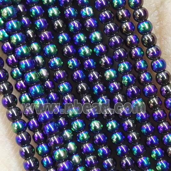 Rainbow Crystal Glass Beads Round Electroplated