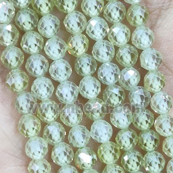 Lt.green Cubic Zircon Beads Faceted Round