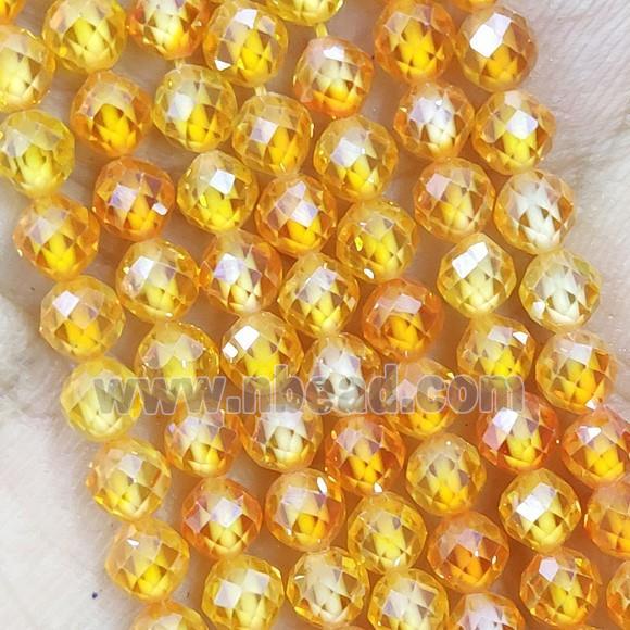 Golden Cubic Zircon Beads Faceted Round
