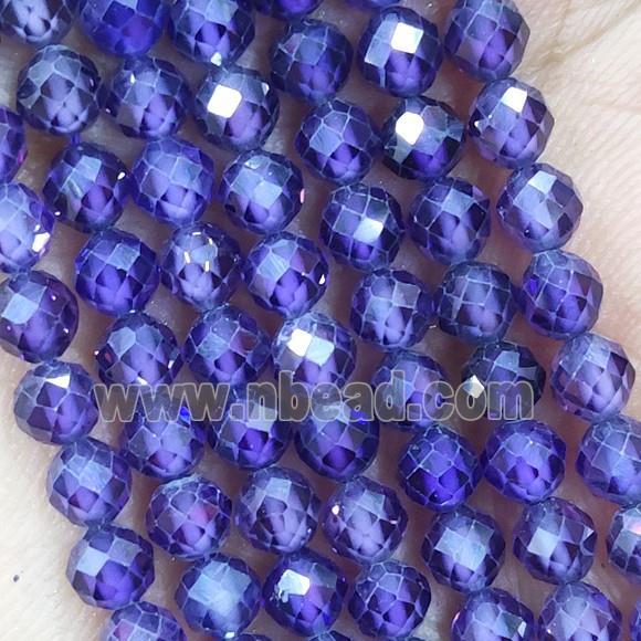 Purple Cubic Zircon Beads Faceted Round