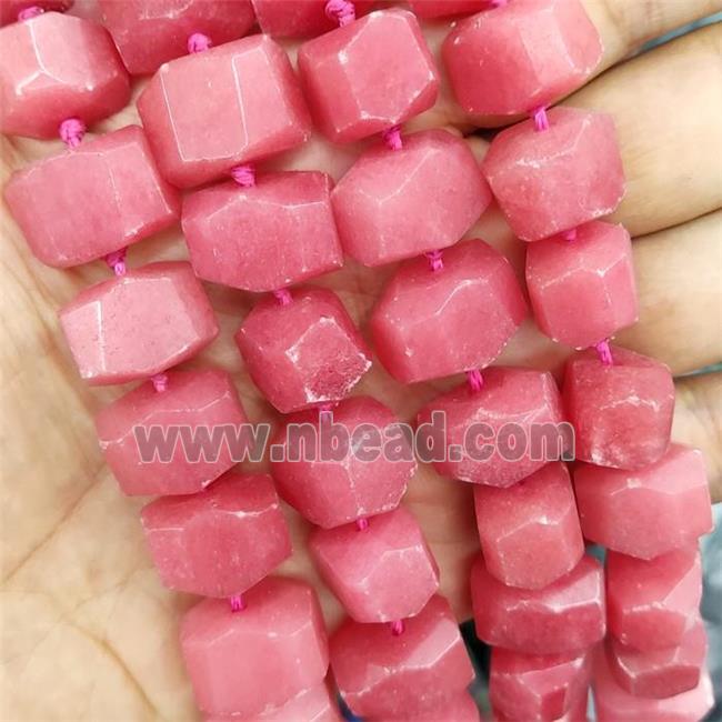Red Jade Nugget Beads Freeform Dye